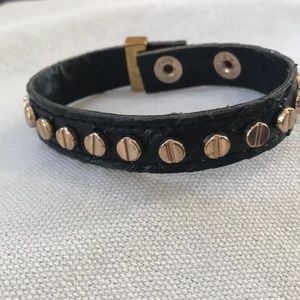 Erimish Black leather and gold studs